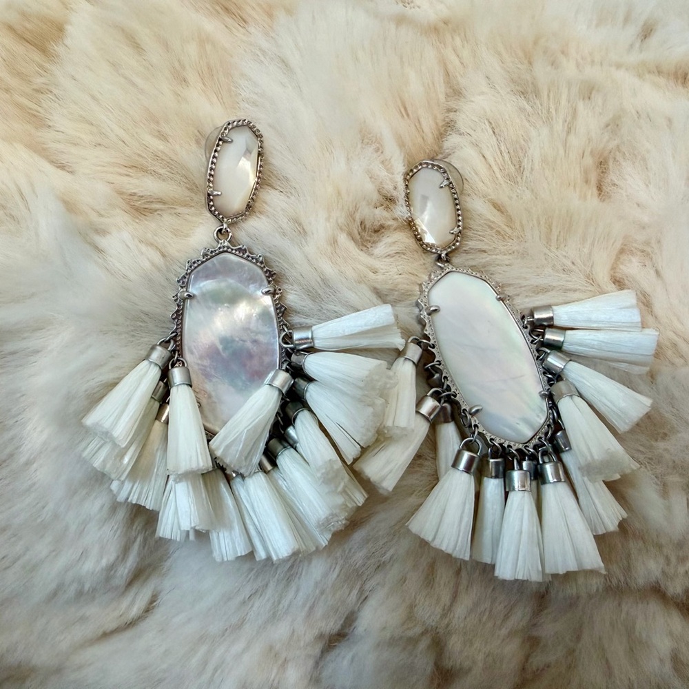 Kendra Scott White Tassel Earrings